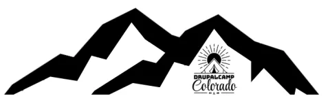 Illustration of a Mountain ridge with DrupalCamp Colorado logo